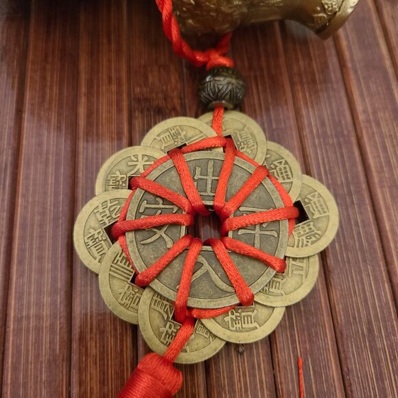 TWO Feng Shui Heavy Brass Hollow Gourds with Coins to Attract Wealth - Picture 13 of 14